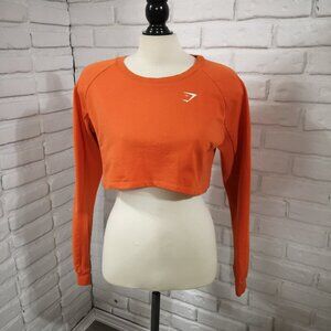 Gymshark Ladies Size Medium Orange Long Sleeves Crop Exercise Top